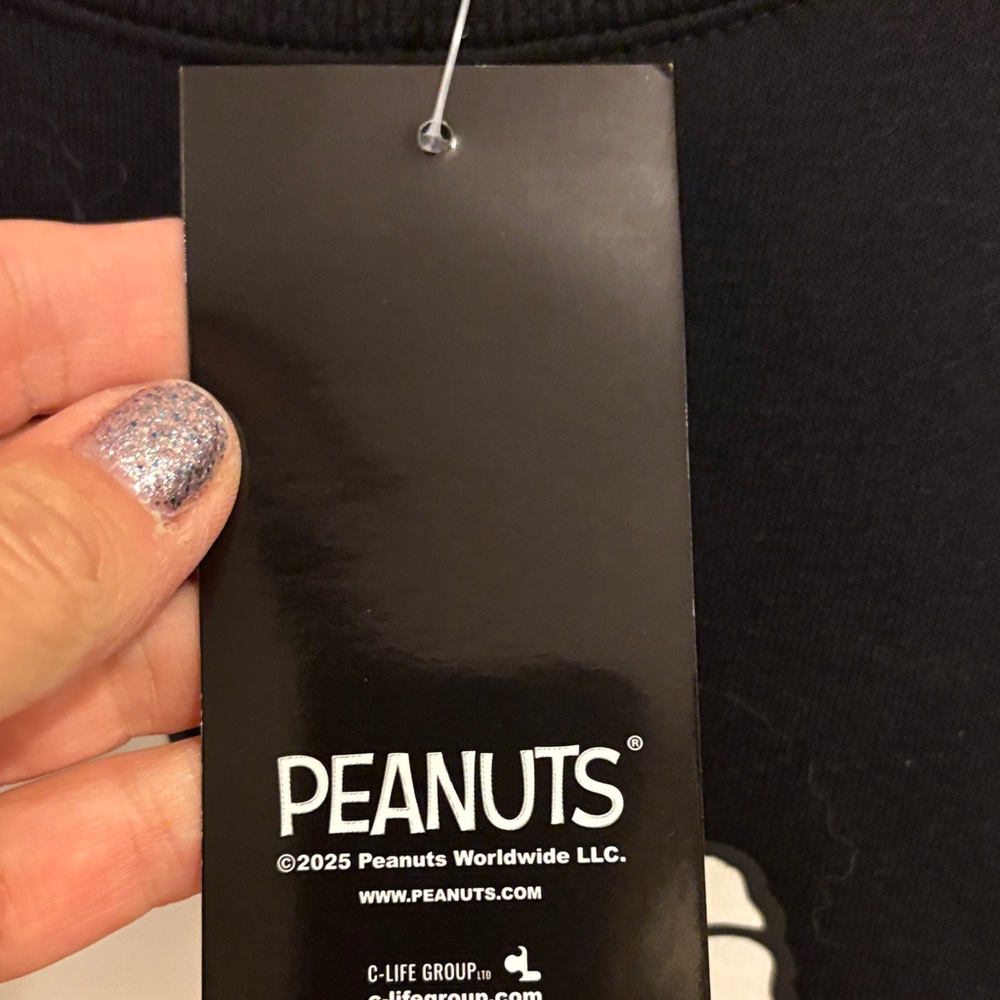 Peanuts Black Sweatshirt with Snoopy and Pumpkin 1x bnwt - Picture 3 of 6